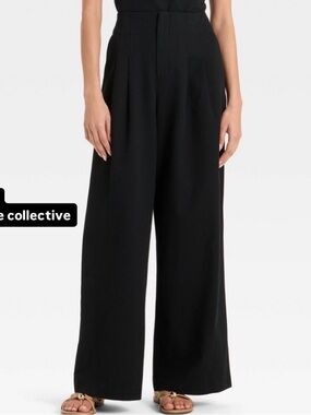 High-Rise Black Wide-Leg Trousers